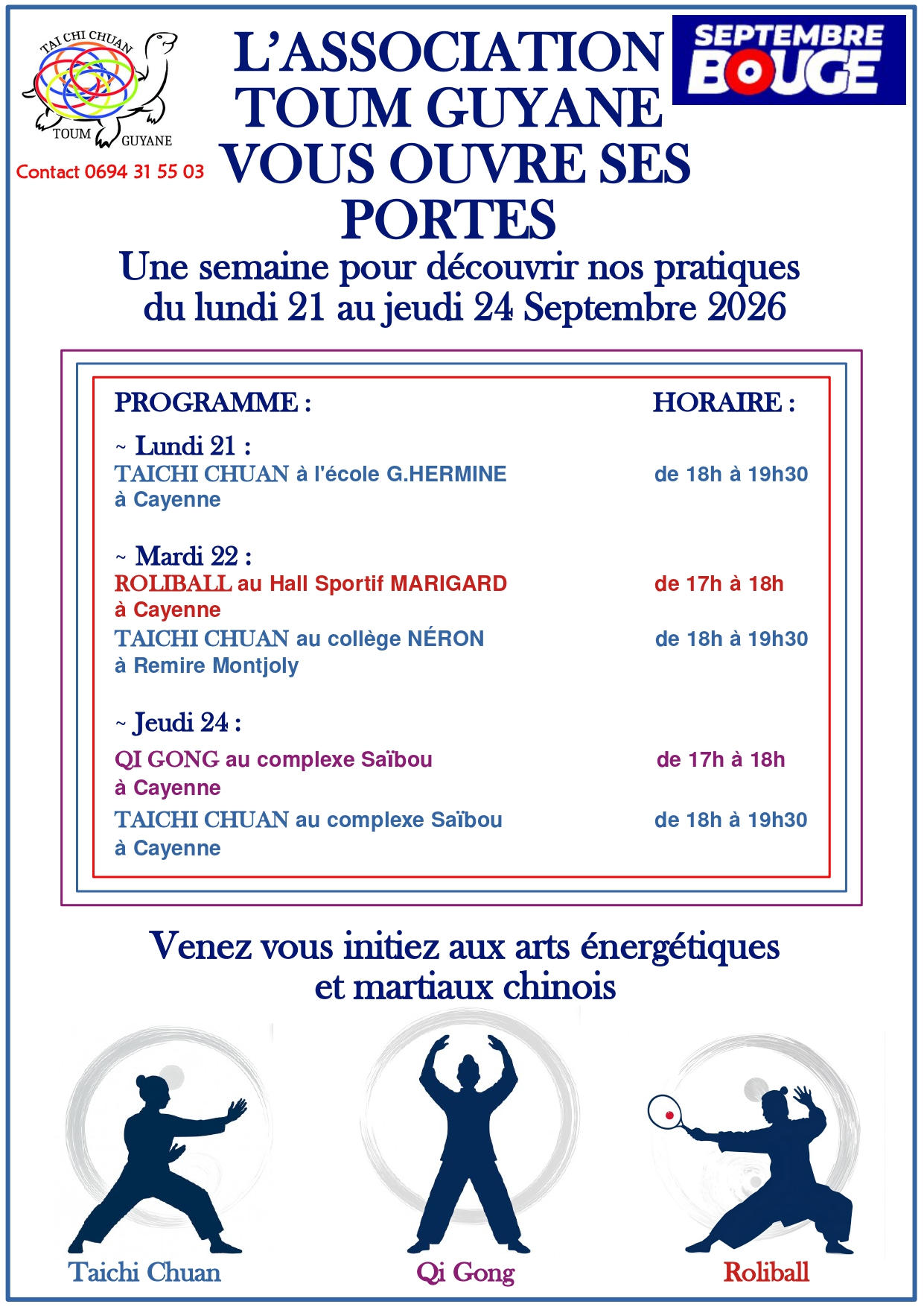 JOURNEE PORTES OUVERTES à l'occasion du mois du sport Septembre BOUGE ! | Toum Guyane