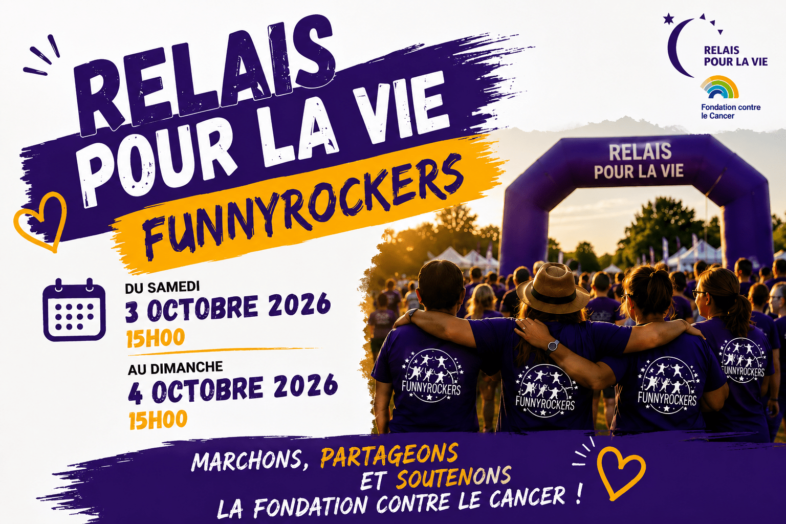 💜 Relais pour la Vie : marche, danse et lutte avec les Funnyrockers ! | Funnyrockers