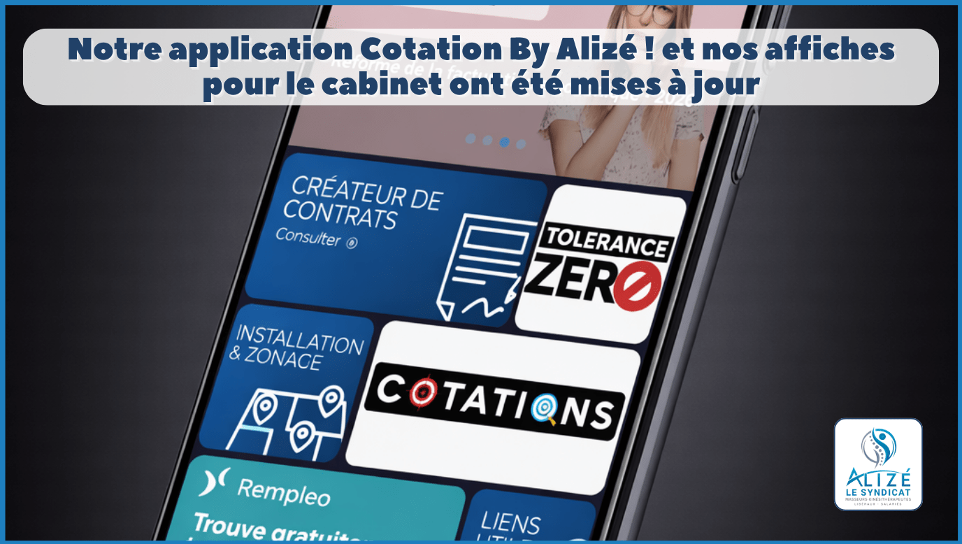 Retrouvez encore et toujours nos outils pour vous permettre de vous tenir informés des mise à jour de la NGAP ! | Alizé - Syndicat de kinésithérapeutes
