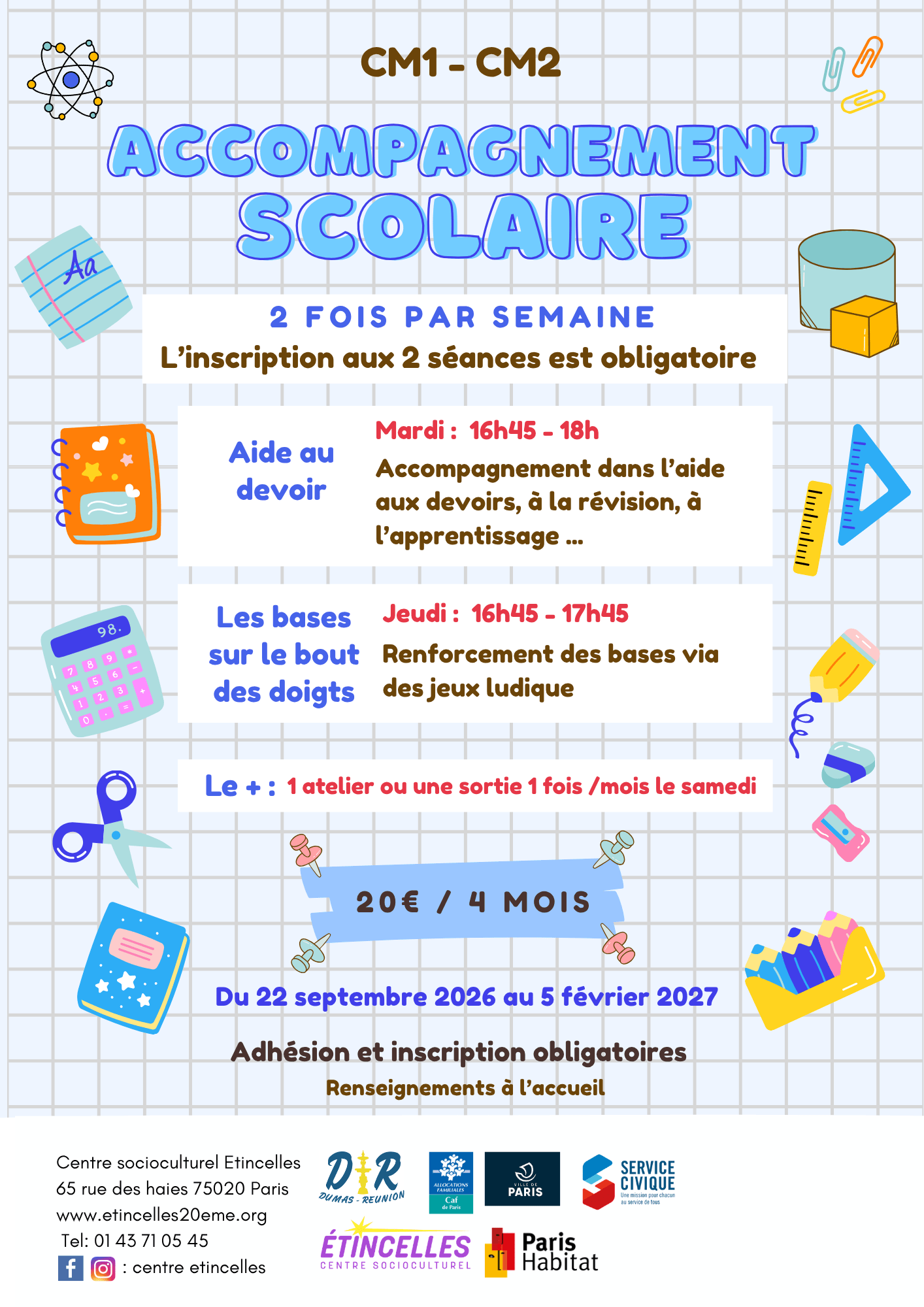 CM1 - CM2 : ACCOMPAGNEMENT SCOLAIRE | Etincelles