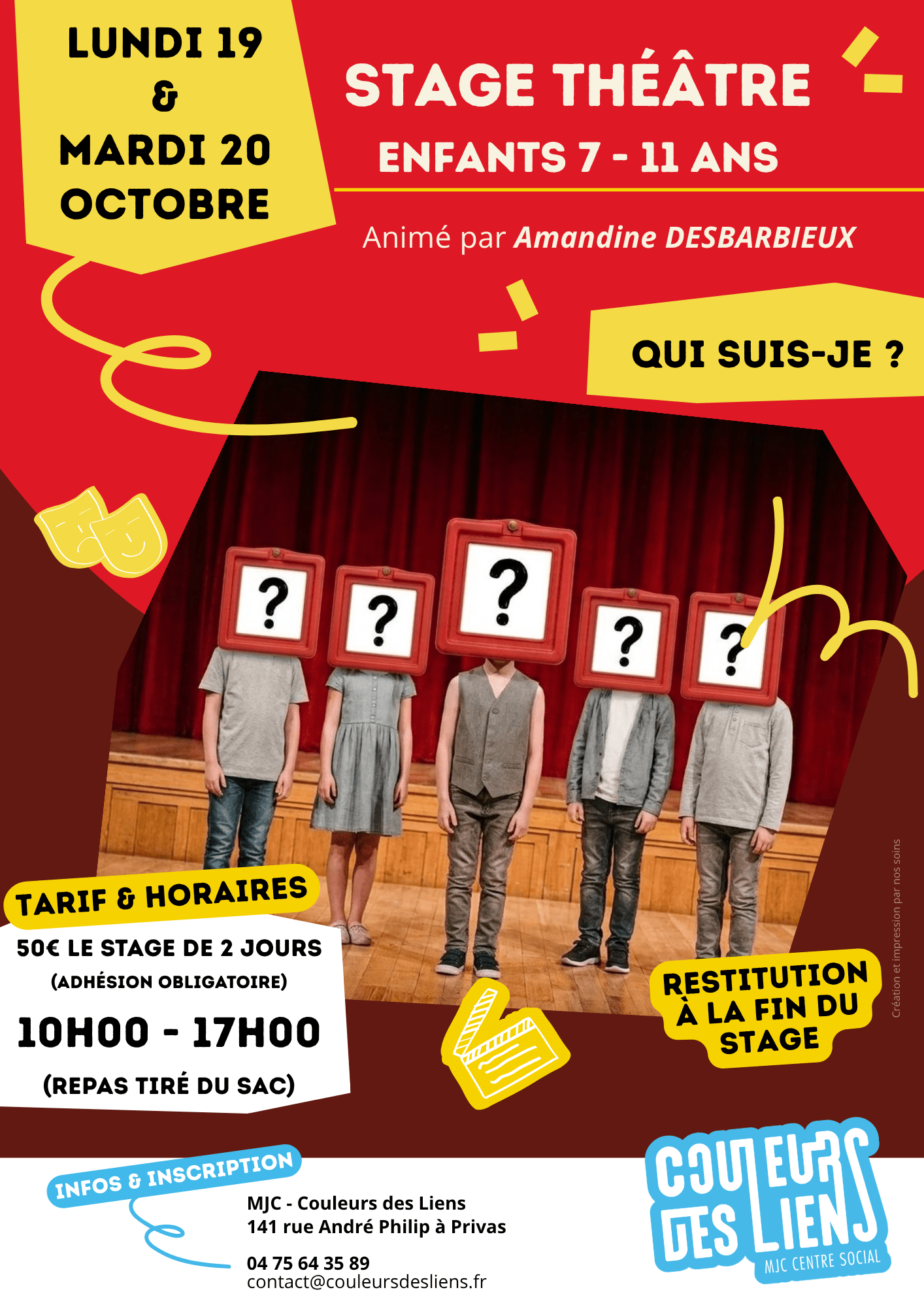 Stage de théâtre 7-11 ans : "Qui suis-je ?" | Couleurs des Liens