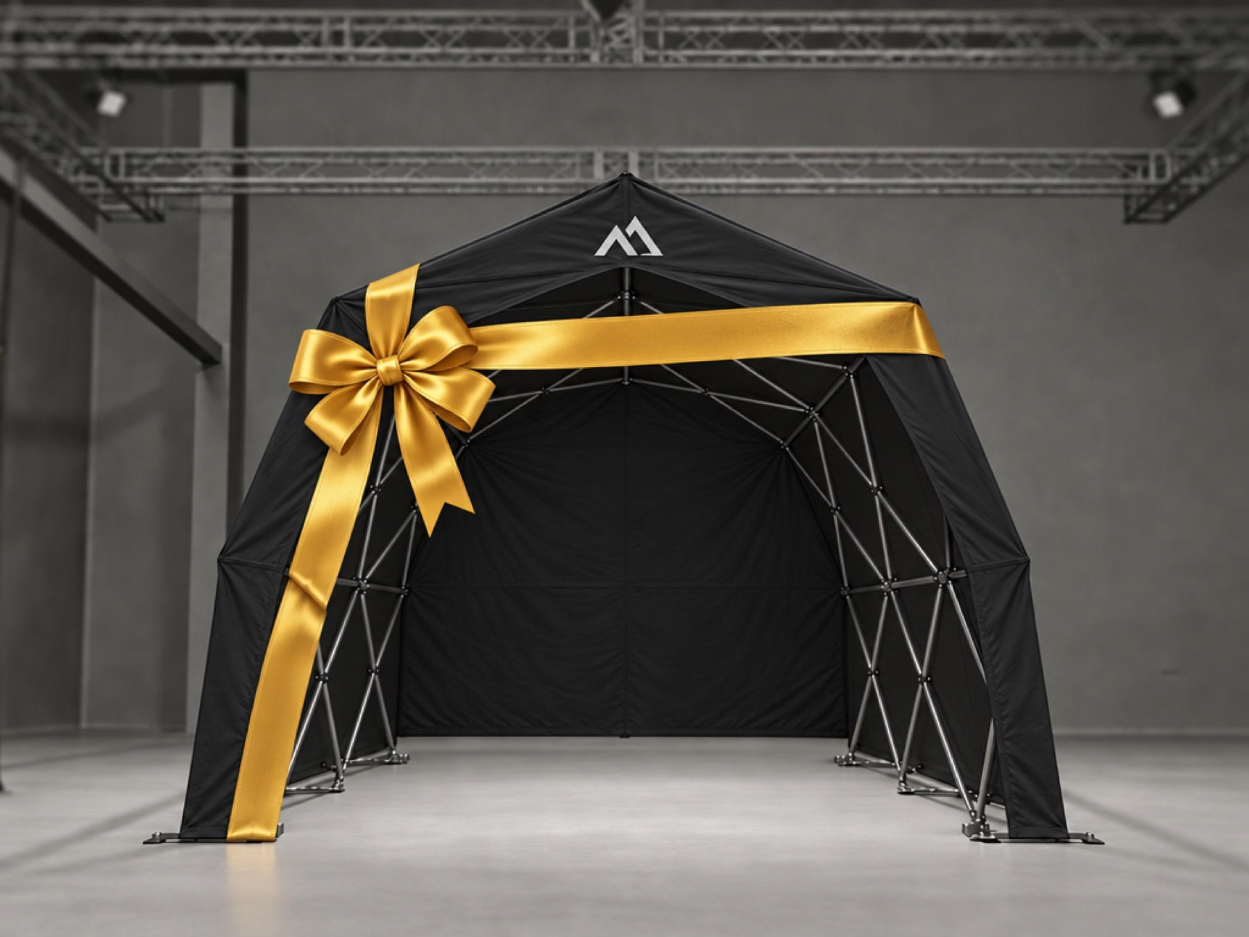 The black Konligo Tent with a gold bow