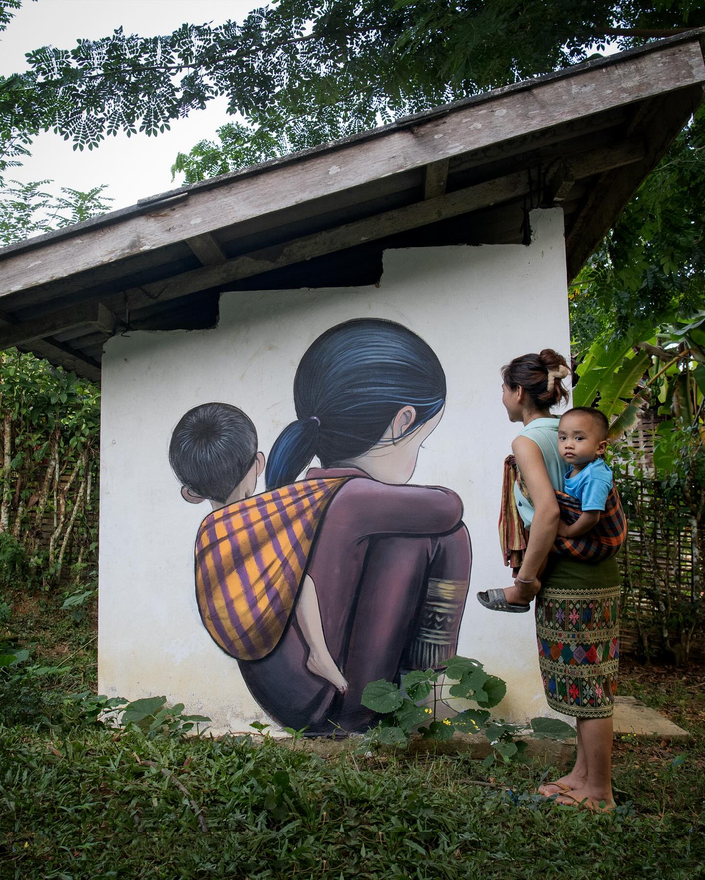 Une fresque dans un village khmu, à Hoy Bor
