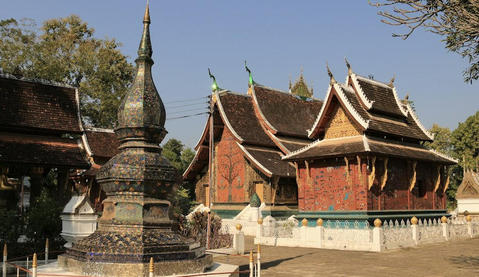 Le Wat Xieng Thong et son stupa en mosaïque, à Luang Prabang